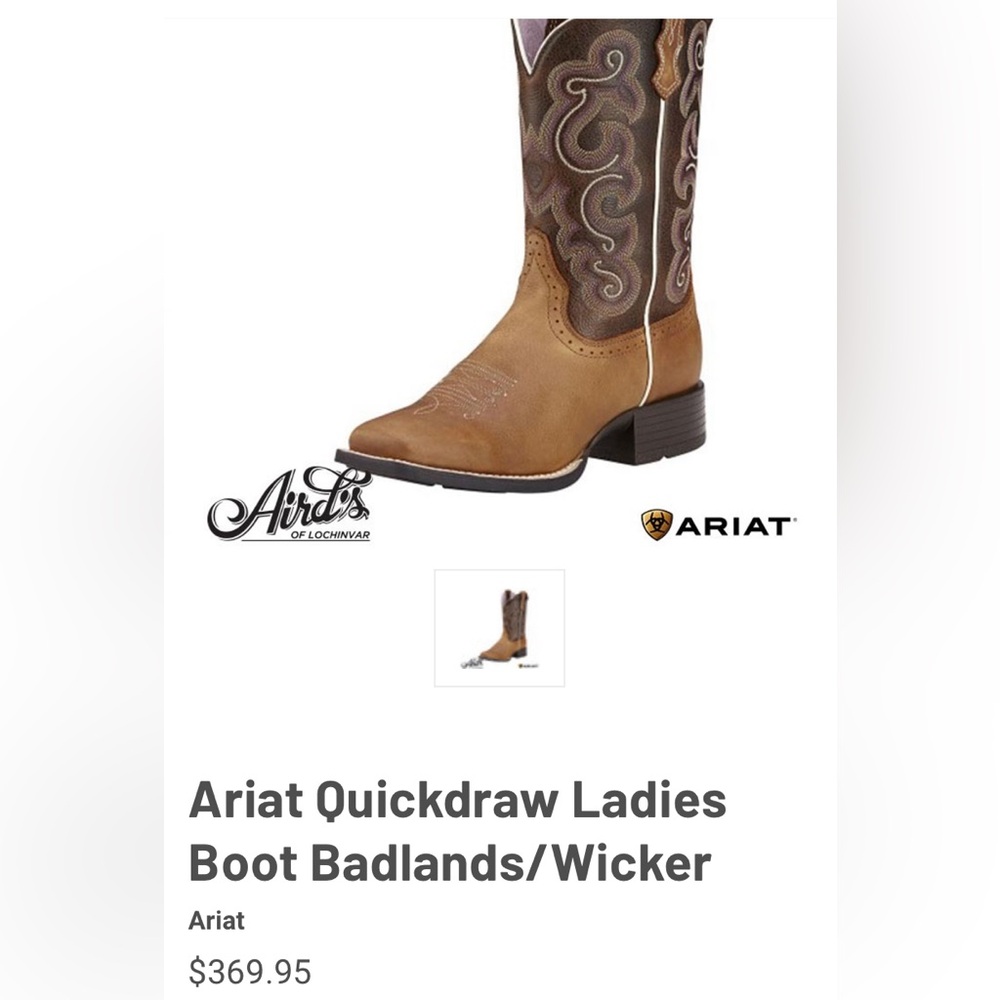 Ariat Quickdraw Ladies Boot Badlands/Wicker
| Size 7 - Picture 3 of 16